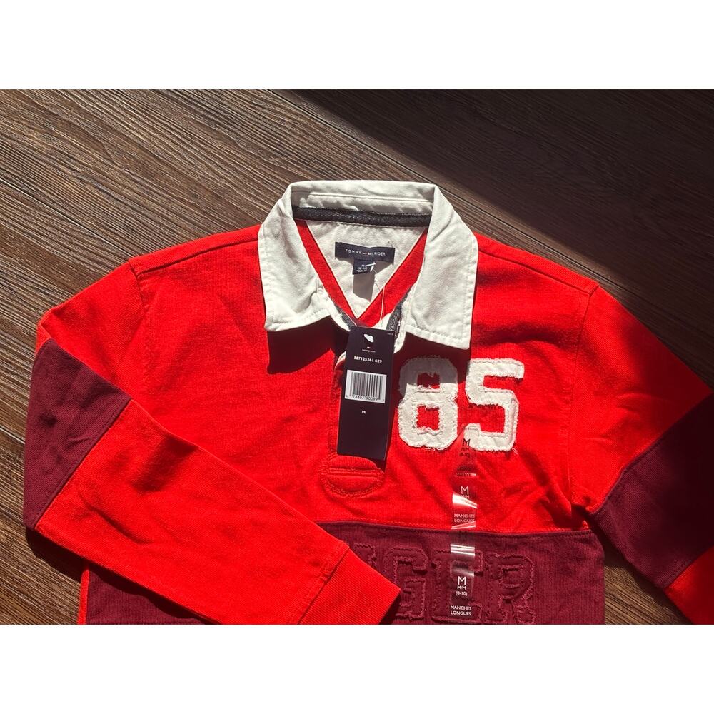 NWT Tommy Hilfiger Boy's Regular Fit Stripe 3/4-Full Sleeve Polo Size M(8-10)NEW